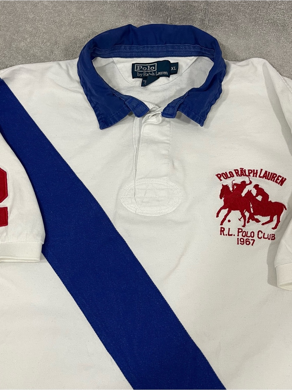 Vtg Polo Ralph Lauren RL Polo Club 1967 Rugby Shirt Big Stripe #2 Men's Size XL